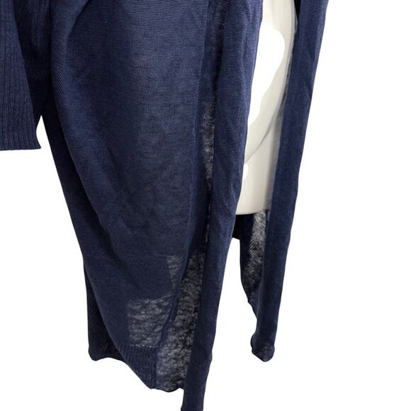 Pure Amici Womens Open 100% Linen Longline Cardigan Sweater Navy Blue sz 1 / M - Picture 2 of 16
